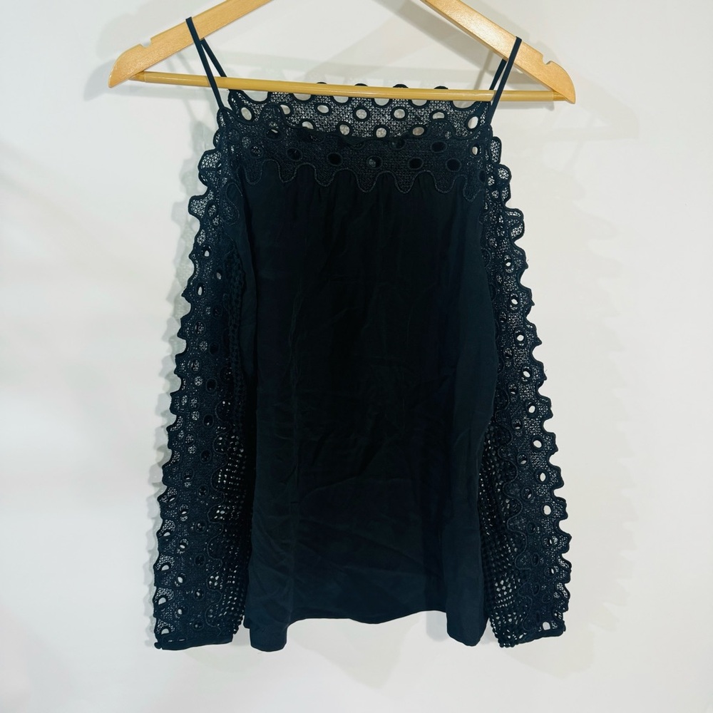 Chelsea and Walker Black Eyelet Off the Shoulder Top Blouse NWT